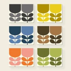 Set Of 6 Placemats Block Flower