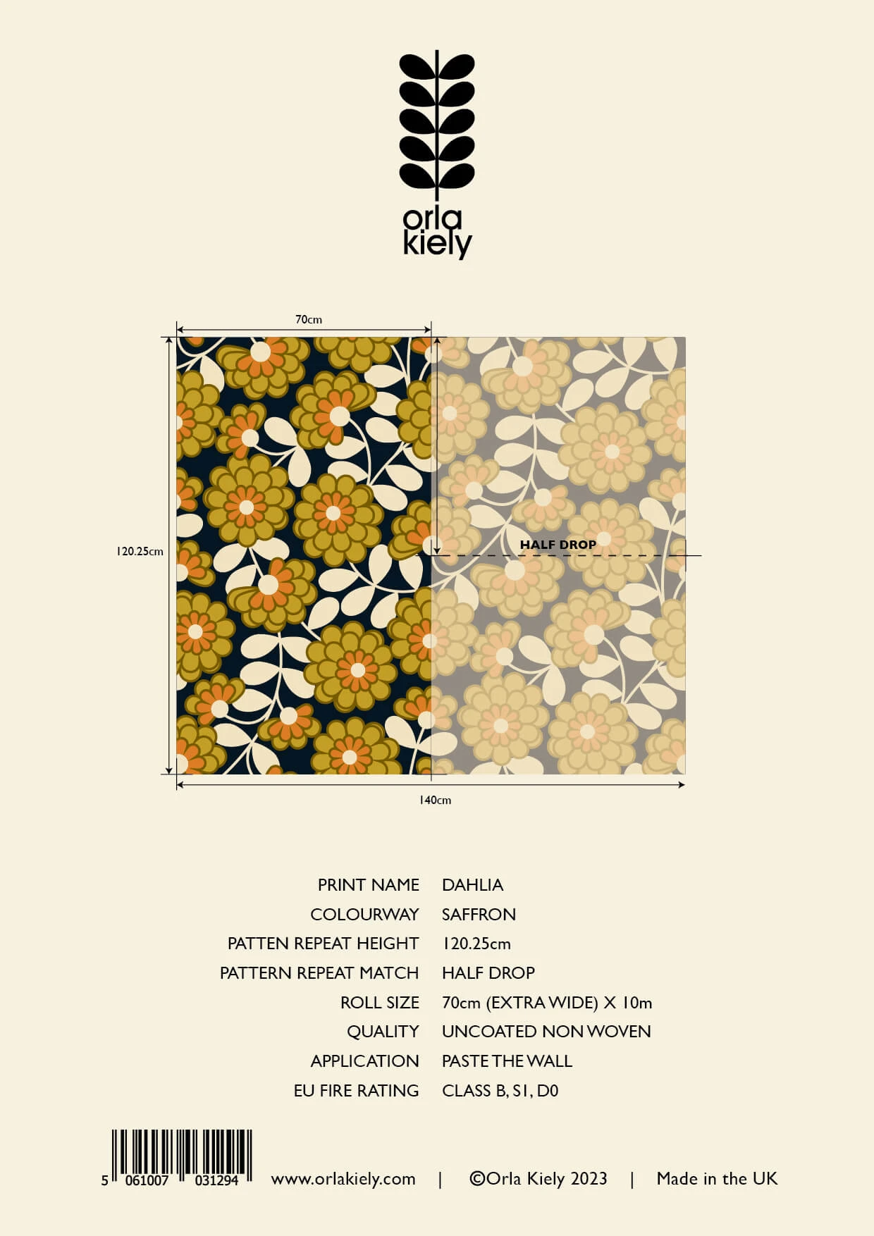 Dahlia Wallpaper - Sample - Image 2