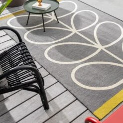 Giant Linear Stem Slate Outdoor Rug